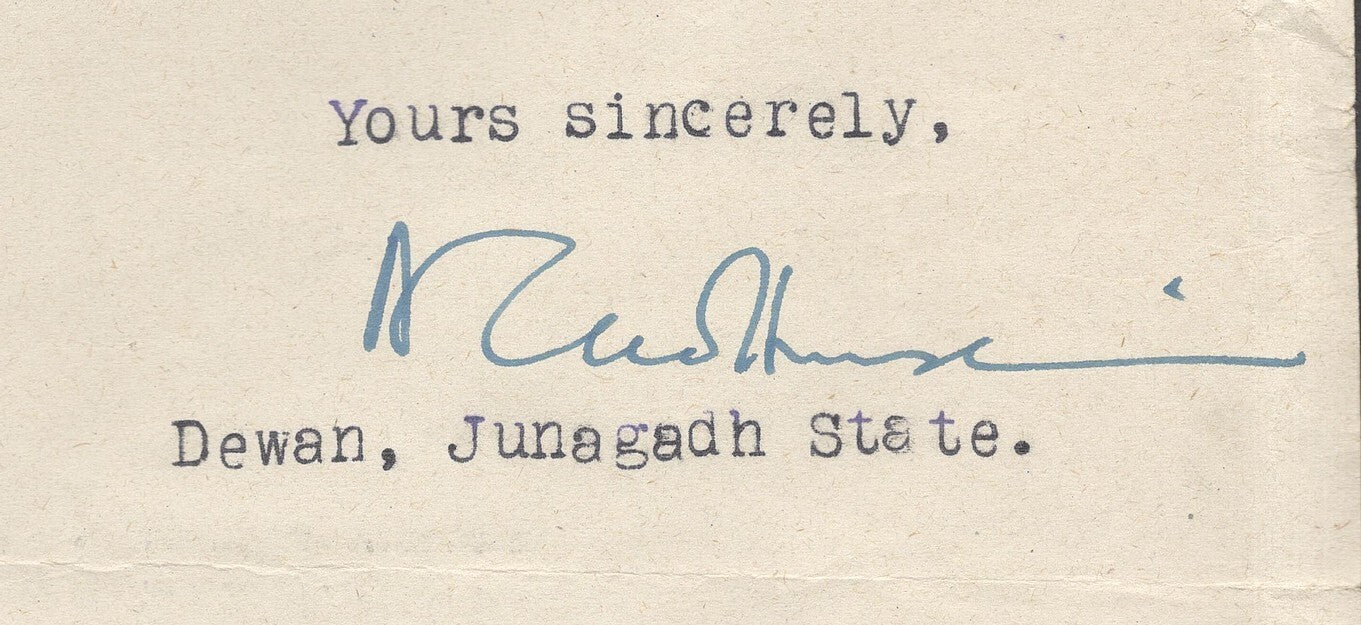 India 1946 crested letter JUNAGADH STATE re: International Opium Convention