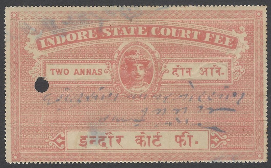 AOP India Indore State Court Fee 2a pale red