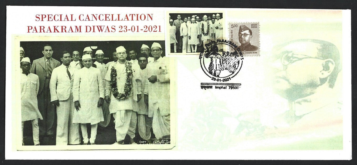 India 2021 Netaji Jayanti Subhas Chandra Bose special cover with label