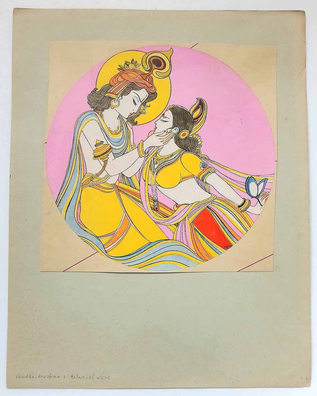 AOP KANU DESAI vintage print India - RADHA KRISHNA - CELESTIAL LOVE