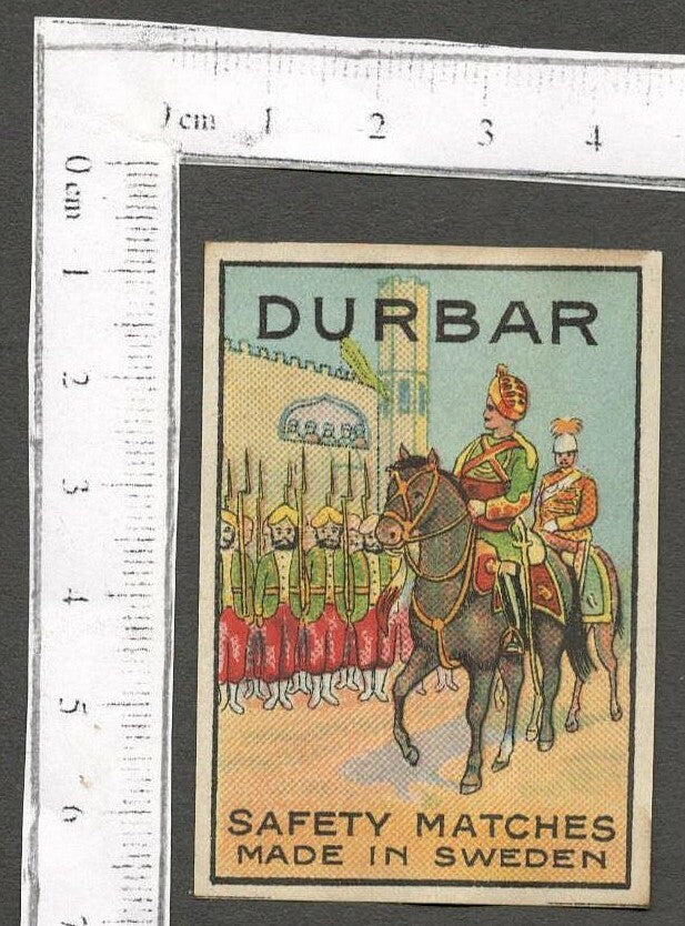 AOP India DURBAR vintage matchbox label