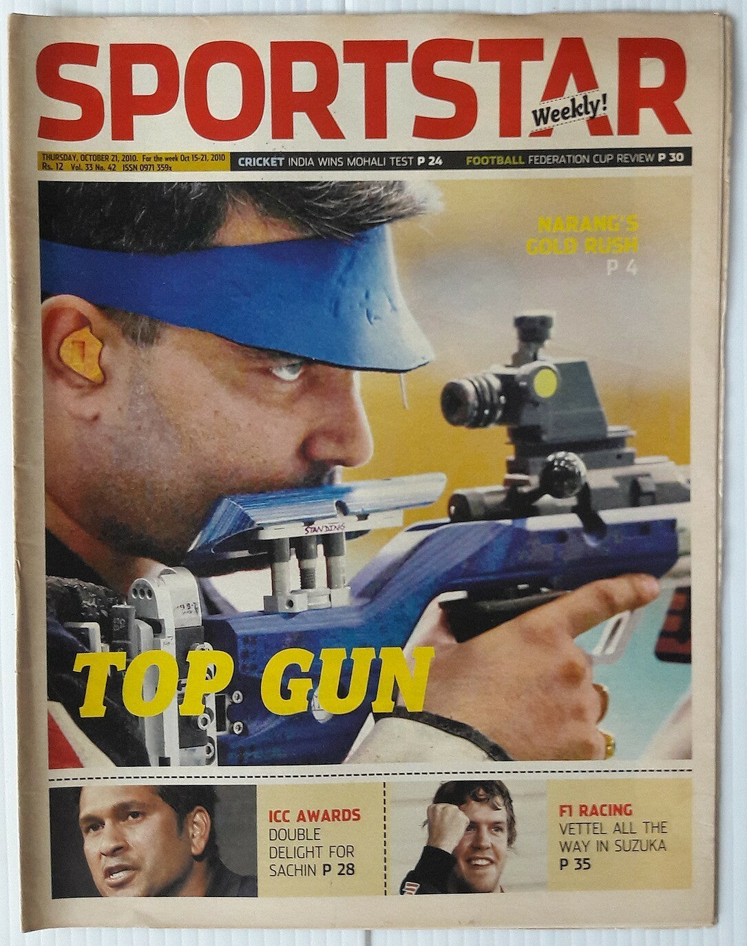 India Sportstar 2008-10 SHOOTING cover issues 10” X 13” (3)