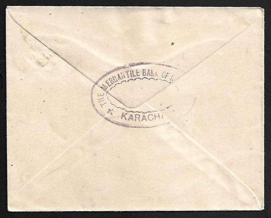 India KGVI 1 1/2a envelope uprated KARACHI CITY/KARACHI No.2 to Switzerland