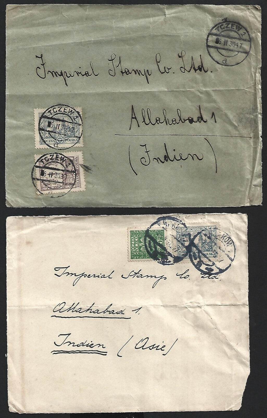 (AOP) Czechoslovakia 1930 cover fronts to Allahabad, India (2)