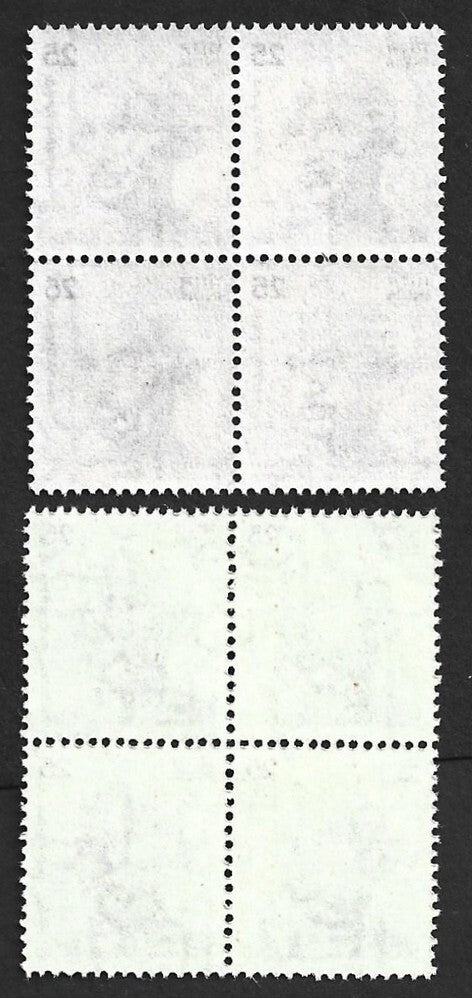 AOP India 1978 Gandhi 25p Types 1 & 2 MNH blocks of 4. SG 732-732a £60
