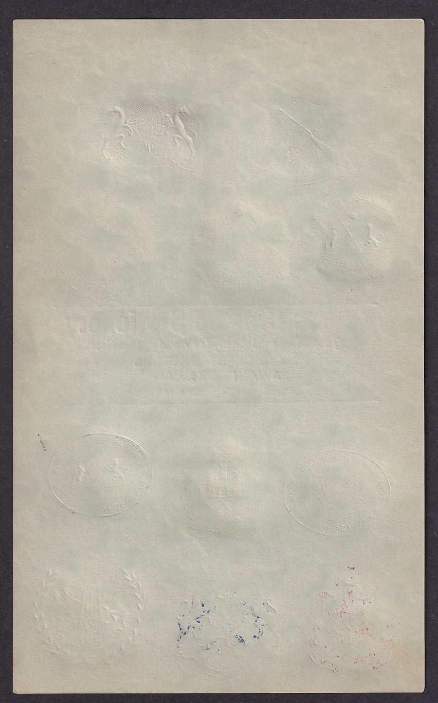 India Printer's sample sheet with 11 Royal Crests incl. Damodra, Kothi, Karnal