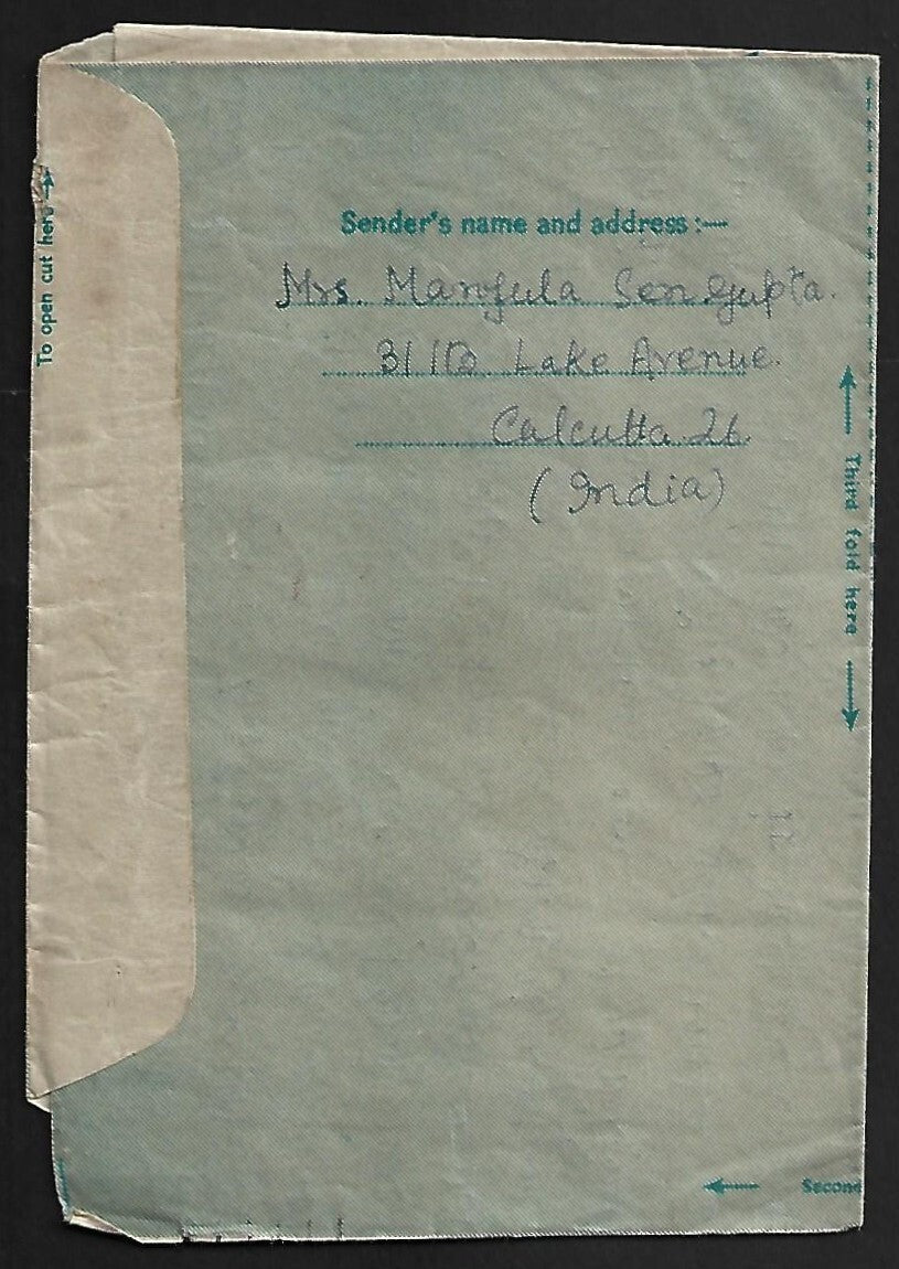 AOP India 6a aerogramme uprated 1949 Archaeological 4a to USA