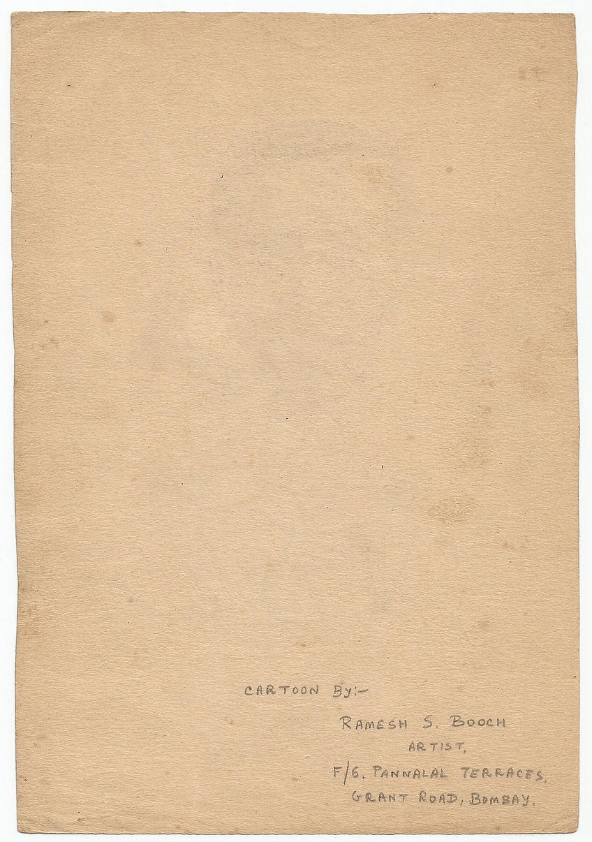 Cricket England Alfred Barlow 1940s sketch by cartoonist R Booch India Ӝ
