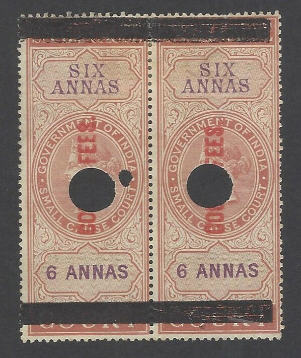AOP India QV 1870 COURT FEES red ovpt on SMALL CAUSE COURT 6a pair Bft 153