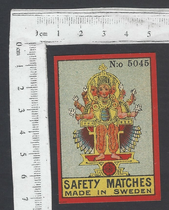 AOP India vintage matchbox label MAHA GALI Mde in Sweden