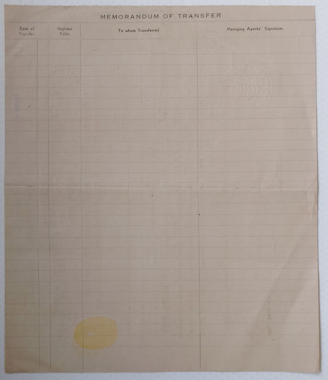 (AOP) India share certificate - 1961 THE SHIVRAJPUR SYNDICATE LTD.