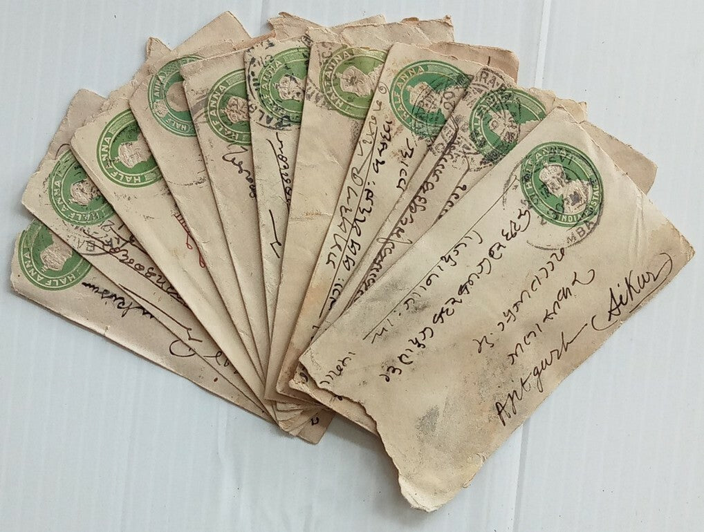 AOP India KGV 1/2a green envelopes x 100 selected for condition WHOLESALE