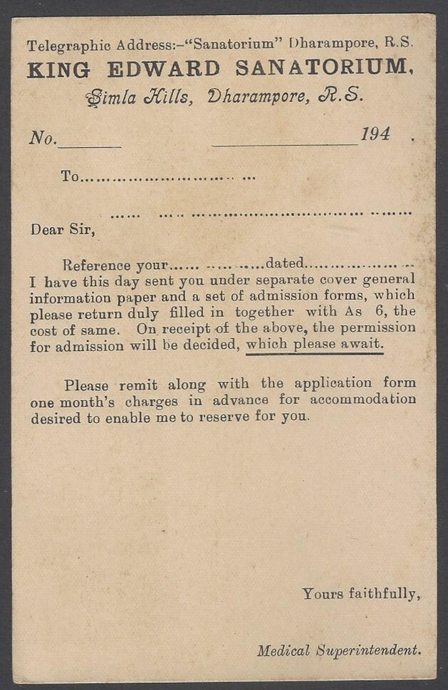 AOP India Patiala State KGVI 9p postal card unused HG #30