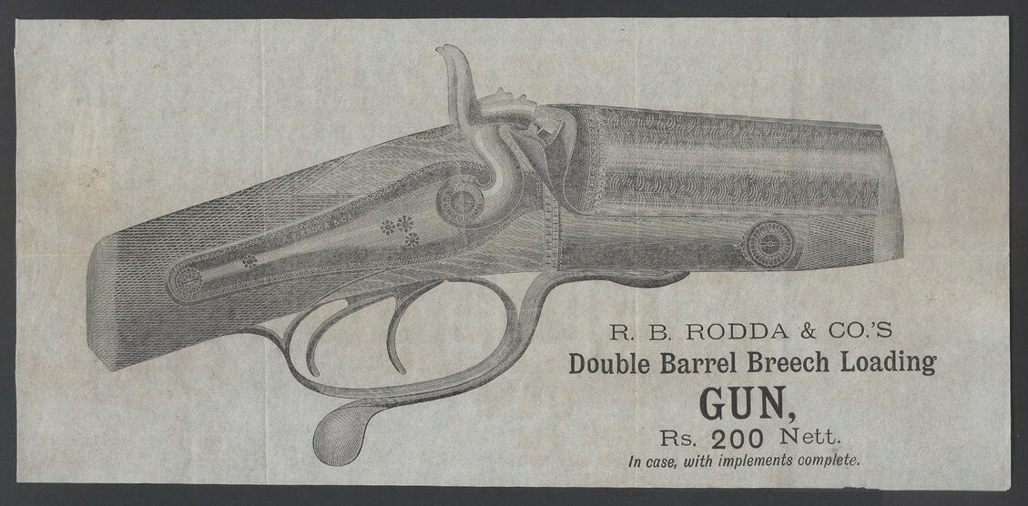 AOP India vintage advertisement poster for RODDA & CO. GUN