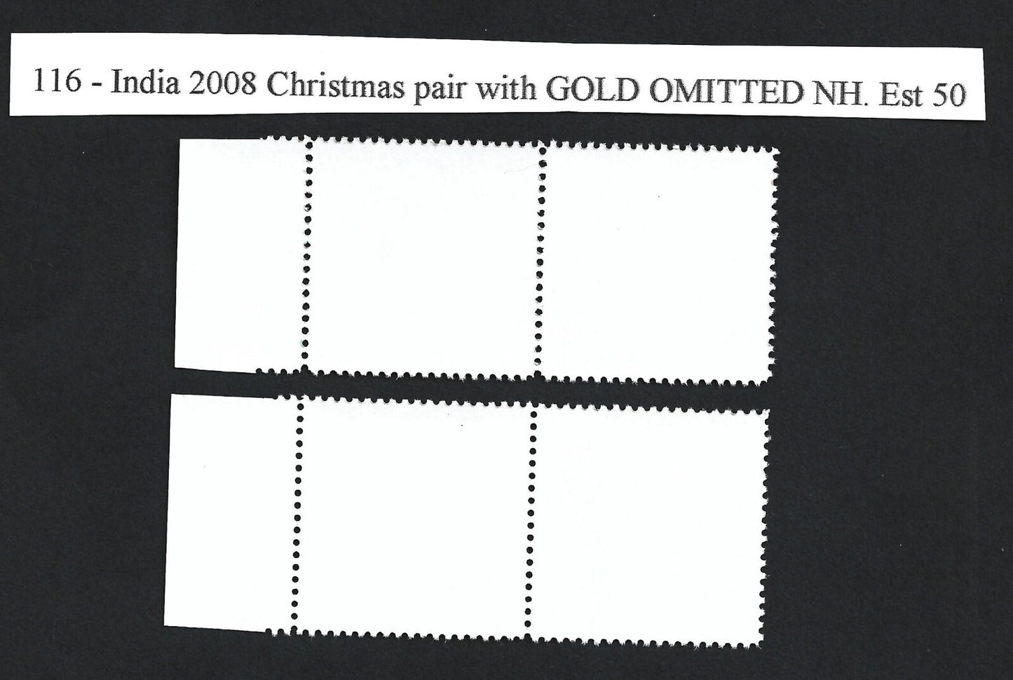 India 2008 Christmas se-tenant pair with GOLD OMITTED ERROR MNH