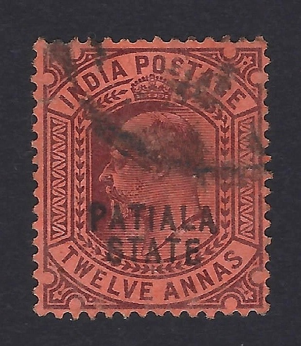 India Patiala State King Edward VII 12a black/red used