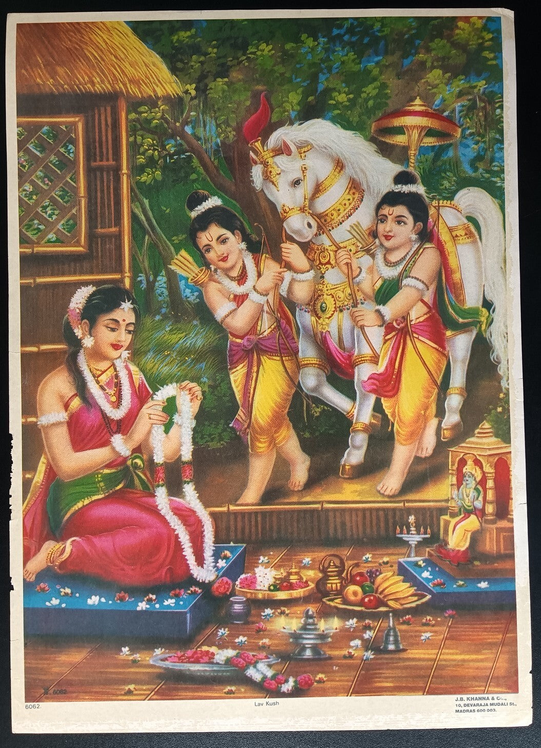 India vintage Poster LOV KUSH 9.5"x 13.5" inches by J.B. Khanna