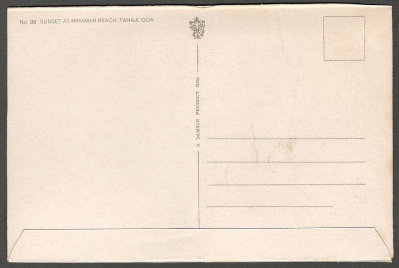 AOP India GOA vintage postcard Sunset at Miramar Beach, Panaji