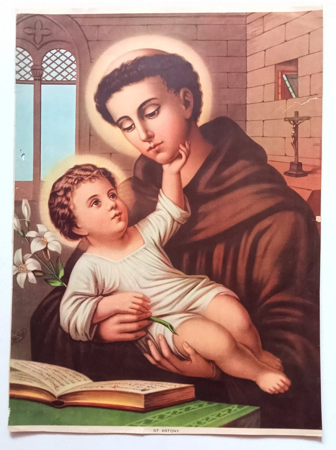 India vintage large poster ANTHONY OF PADUA 14"x19" inches R