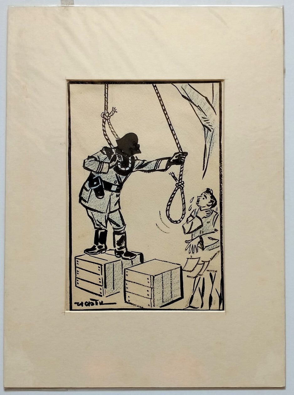 India Cartoonist CHAKOR artwork Hanging the Hangman 14x10 inches