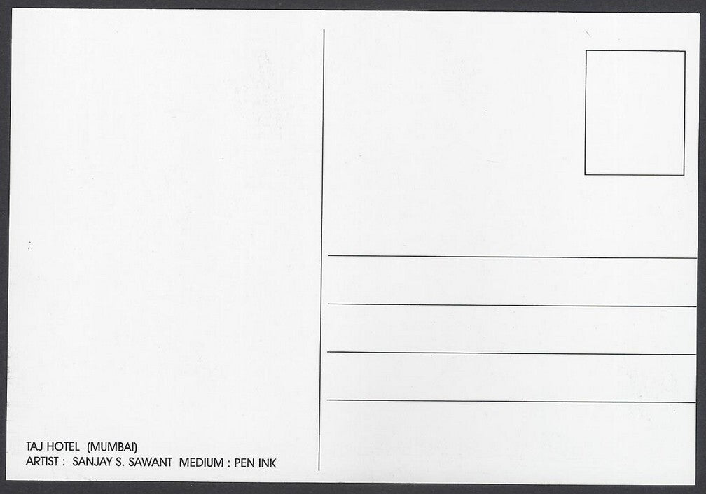 AOP India BOMBAY sketch postcard TAJ HOTEL