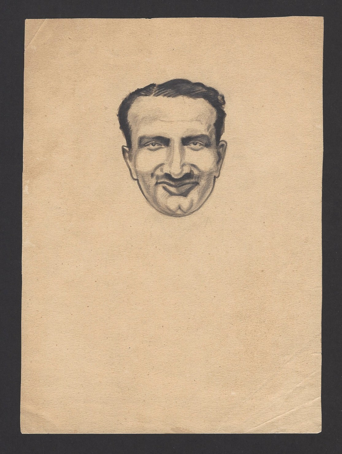 Cricket India 1936 England tour C K Nayudu pencil sketch by cartoonist R Booch Ӝ