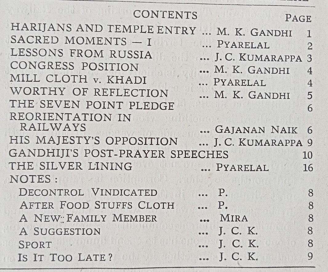 India HARIJAN 1-2-1948 the first issue after Gandhi's murder