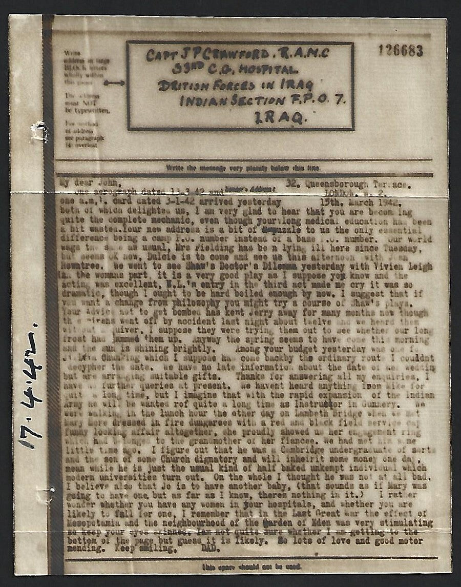 WW2 Airgraphs to India Force in Iraq (5)