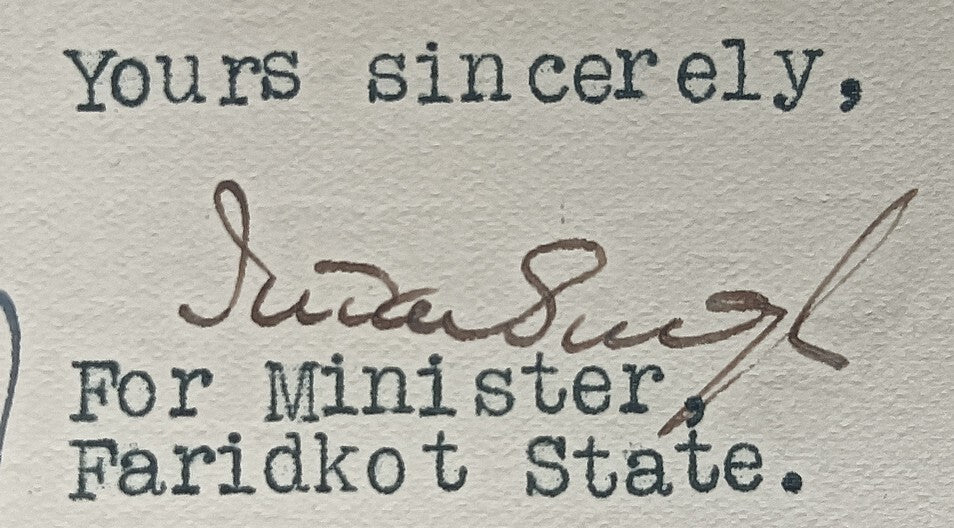 India 1941 crested letter MILITARY SECRETARY FARIDKOT