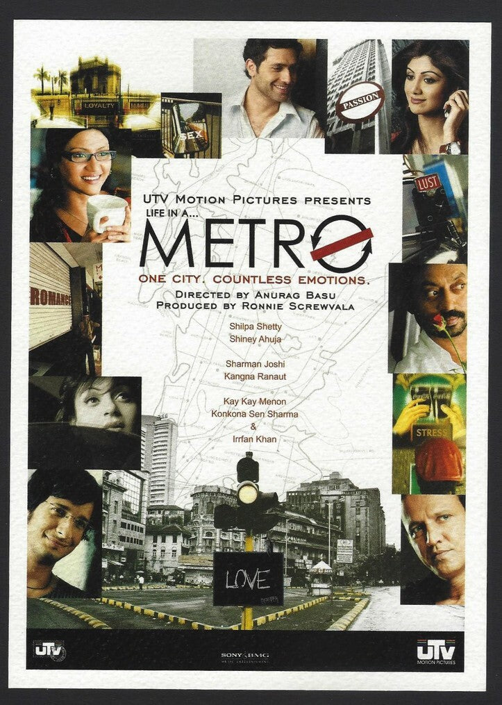 AOP India Bollywood publicity card LIFE IN A METRO Shilpa Shetty Irfan Khan