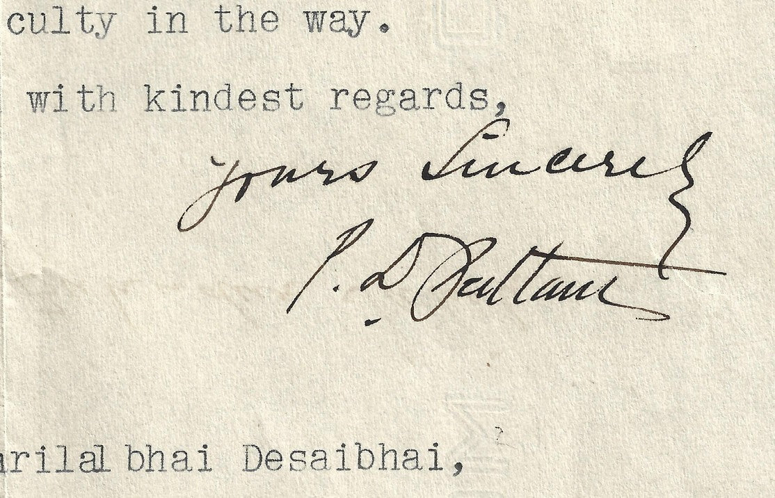 (AOP) India crested letter BHAVNAGAR STATE signed by the Diwan 1930