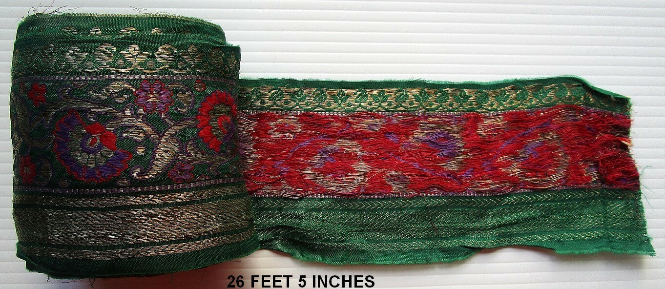 India Banarasi woven border / trim with zari (metallic) threads 4 1/4 in x 26 ft