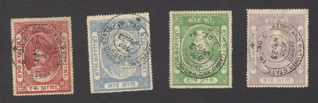 India Indore State revenue stamps with 1891 Jammu & Kashmir postmarks !!!