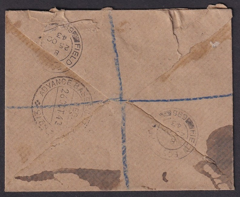 India KGVI Officials 1 1/2a x 4 on registered EXPRESS OHMS cover
