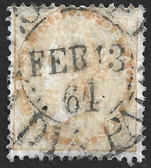 AOP India QV 1856-64 2a yellow SON cds. SG 44 £65