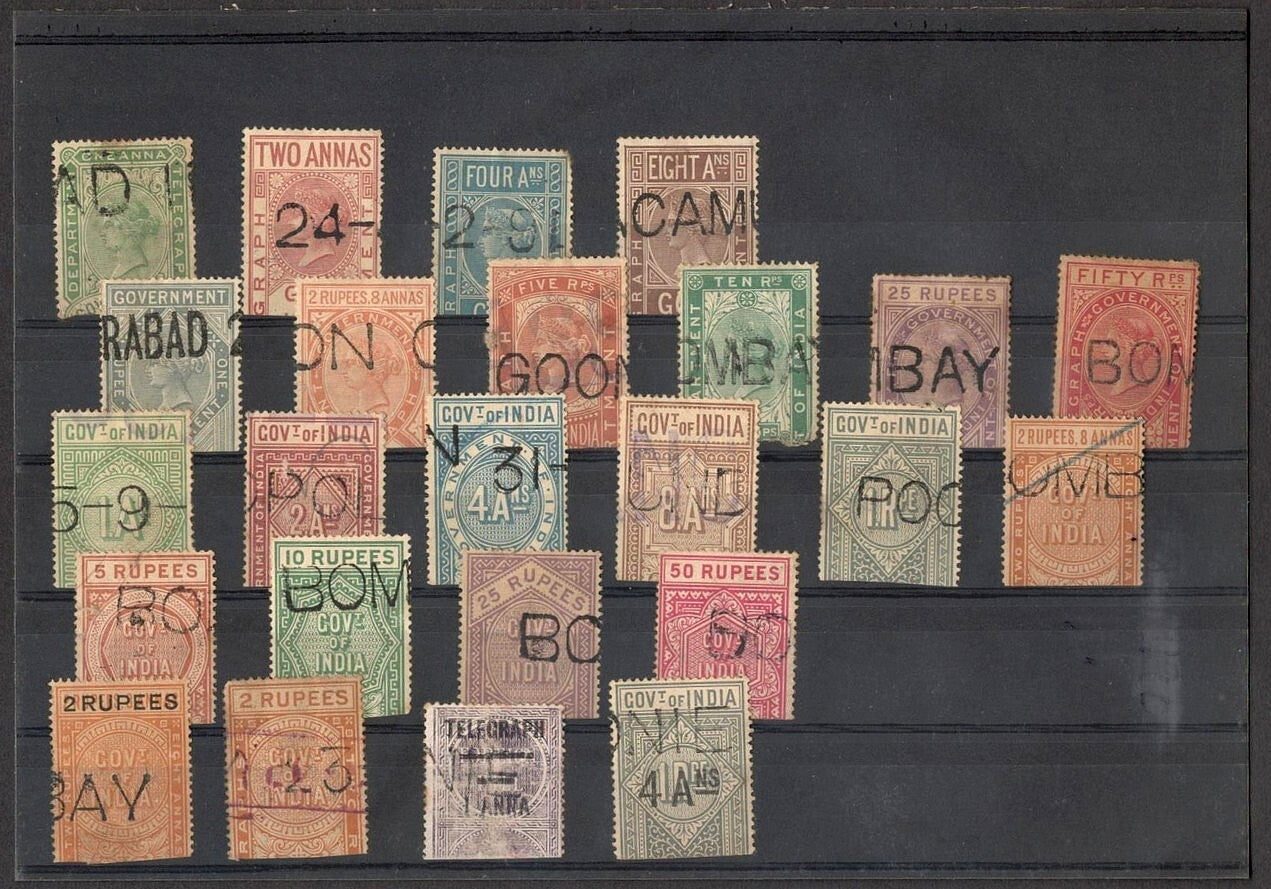 India collection of Telegraph stamps (24 different)