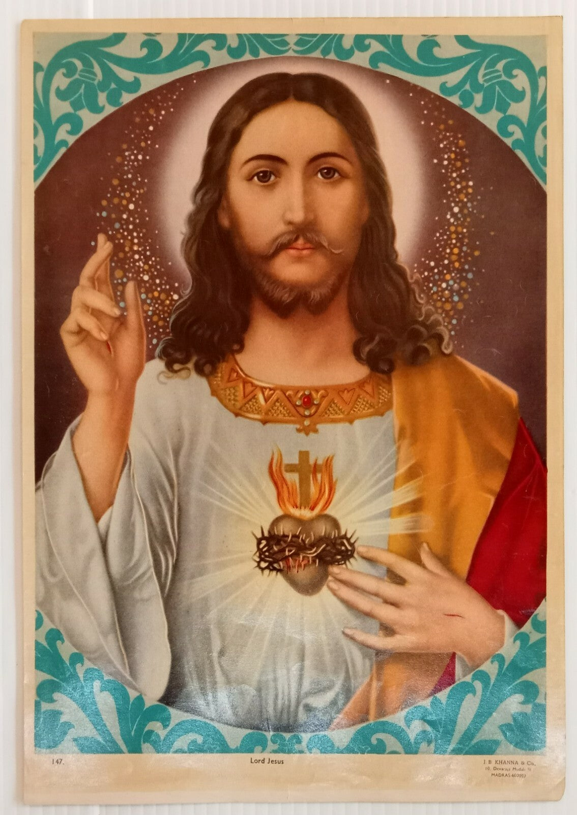 AOP India LORD JESUS J. B. Khanna 9.75" x 14" vintage Christian's poster
