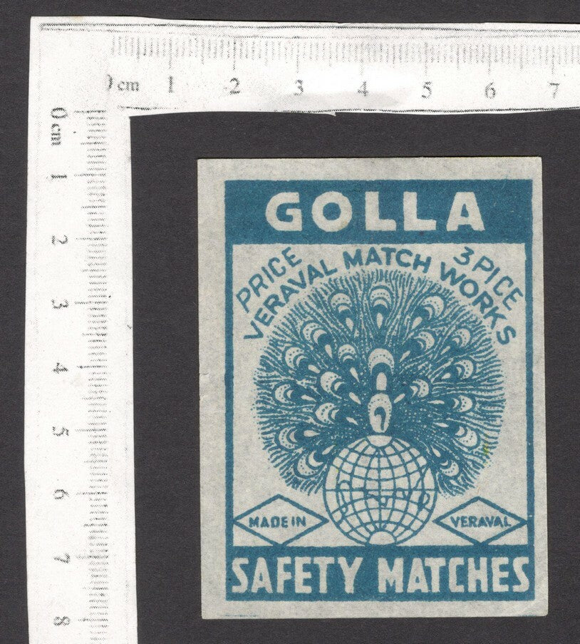 India 1940s matchbox label GOLLA