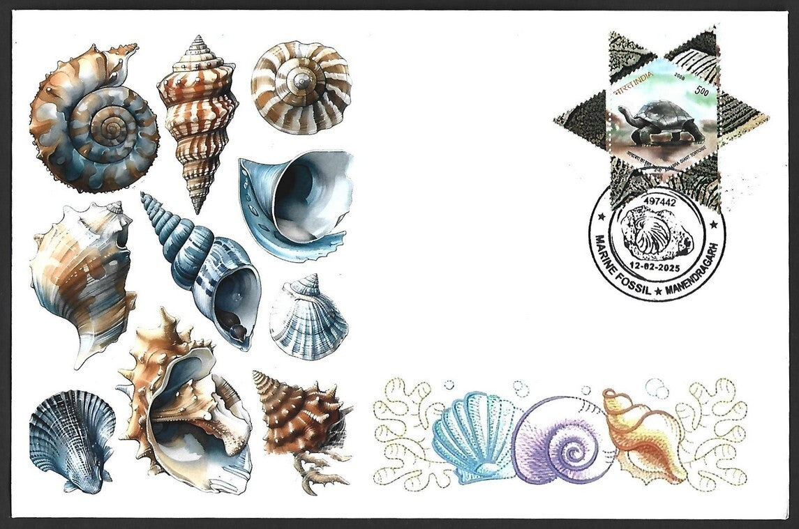 India 2025 MARINE FOSSIL (Sea Shells), Mahendragarh Special cover