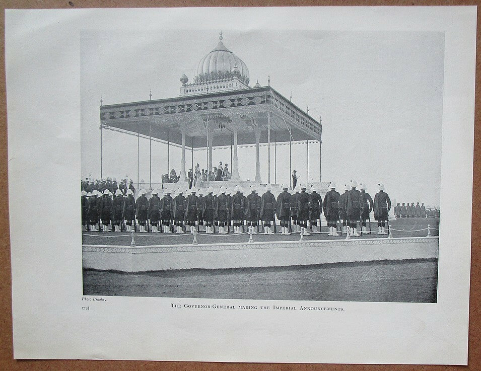 India 1912 2 sided book plate RAJA OF DEWAS 8x10.5