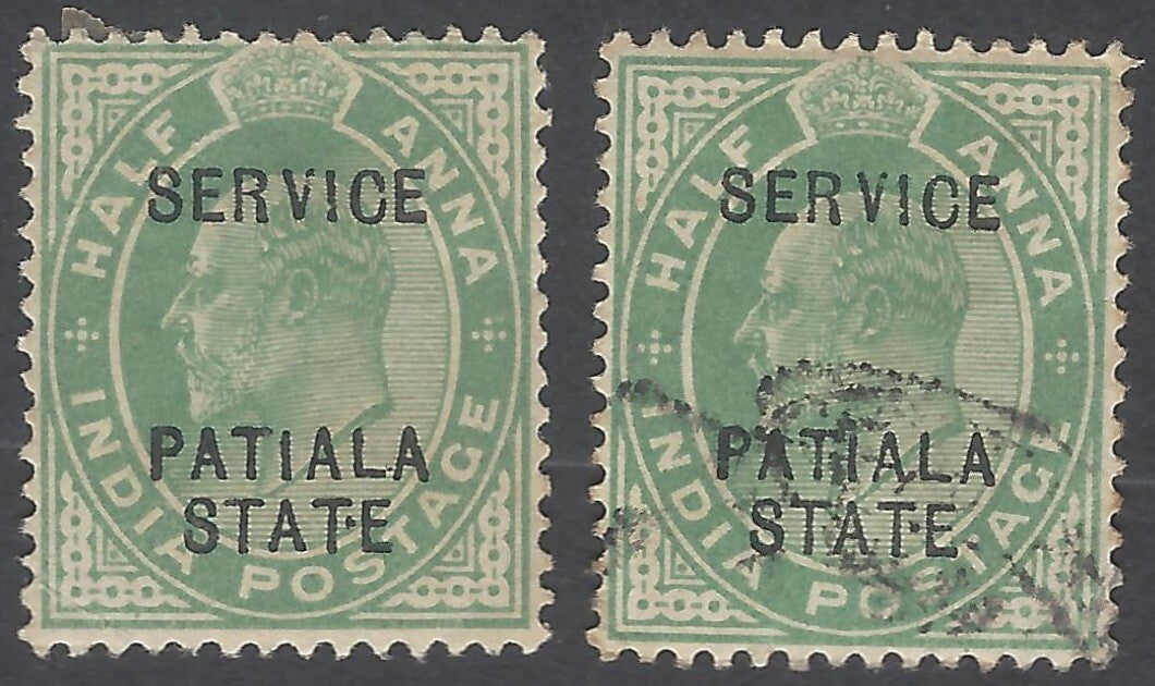 AOP India Patiala State KEdVII 1/2a with error STAT.E FOR STATE used x 2