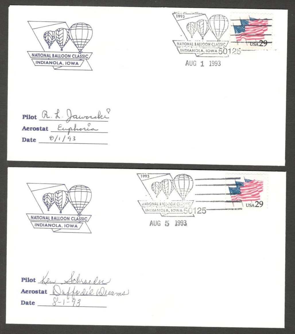 National Balloon Classic, Indianola 1993 covers signed by Pilots (10)