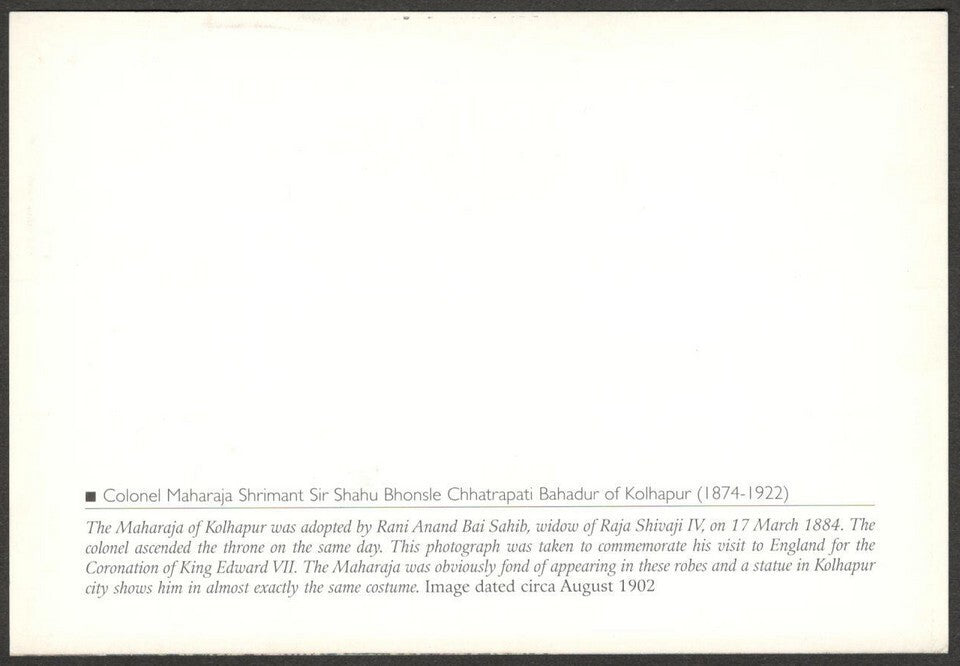 AOP India 2010 Princely States maxi card - Maharaja Shahu Bhonsle of Kolhapur