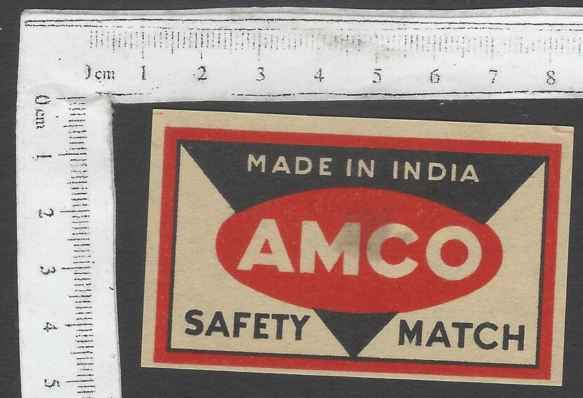 AOP India vintage matchbox label AMCO