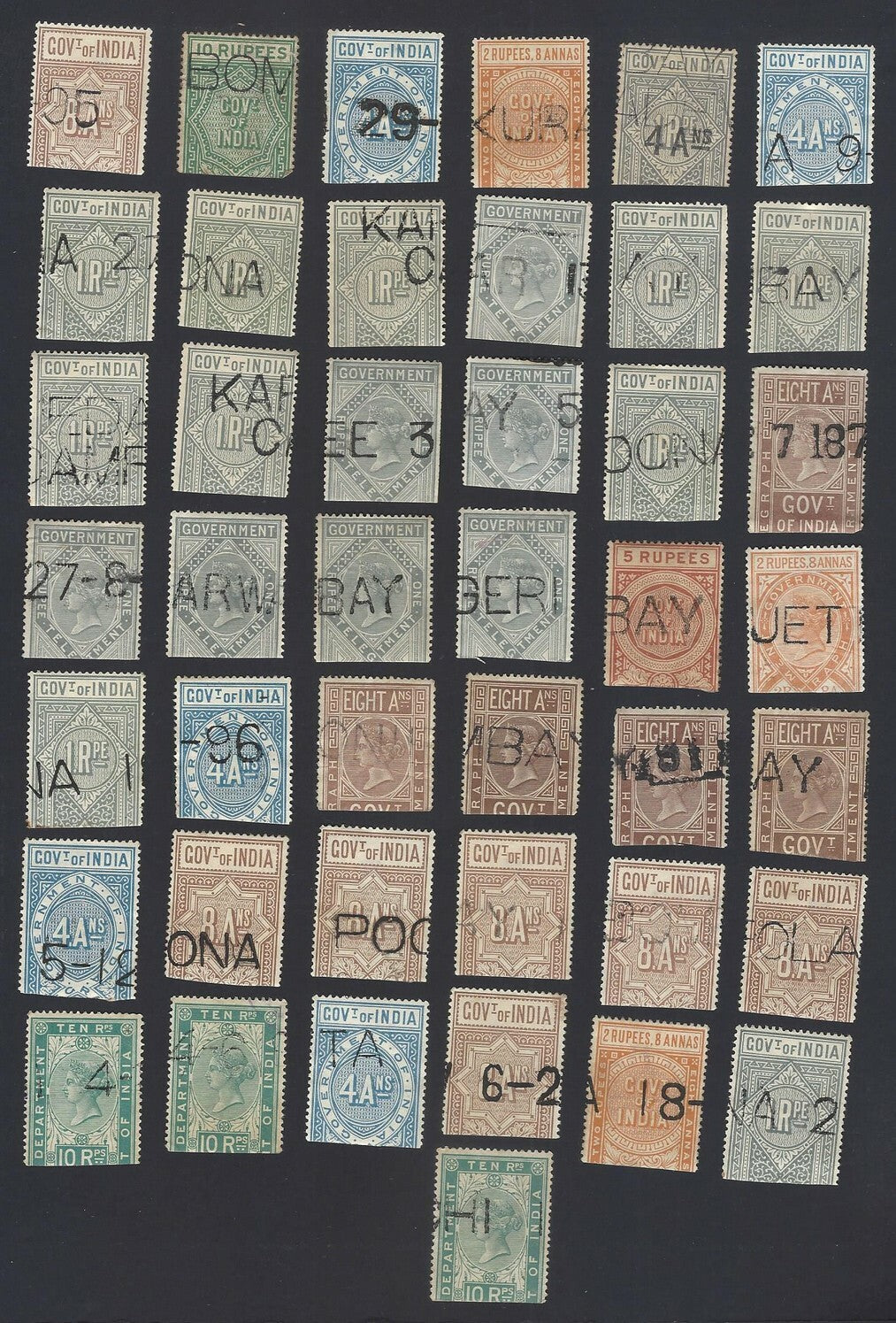 India QV Queen Victoria telgraph stamps used mixture (43)