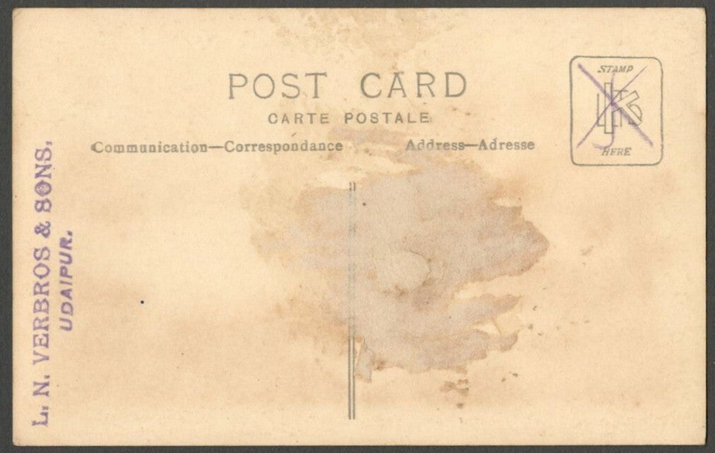 AOP India vintage rppc real photo postcard LAKE, UDAIPUR