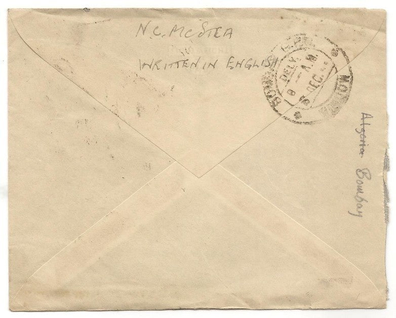 WW2 British Army FIELD POST OFFICE 259 (Bombay) 1943 cover w India stamps
