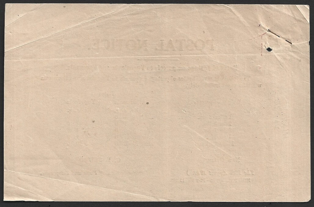 India 1940 POSTAL NOTICE Postage Rates for parcels to Yugoslavia & Roumania