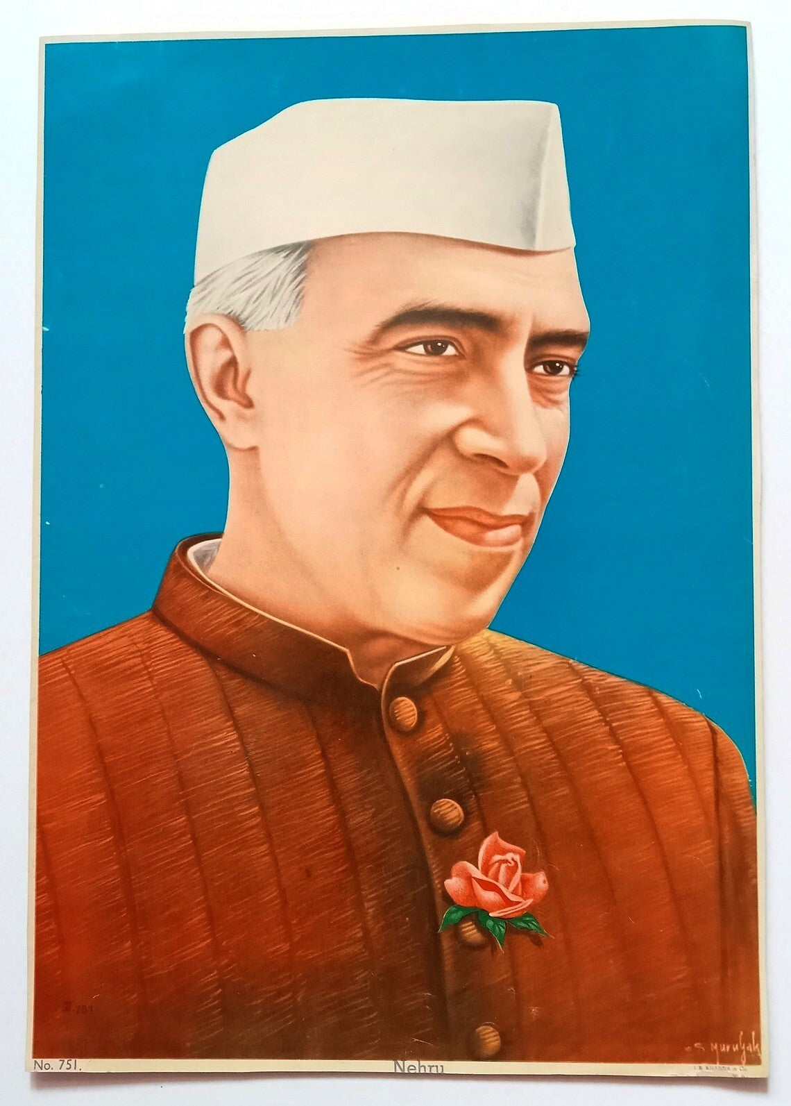 India vintage large poster NEHRU 13"x20" inches R