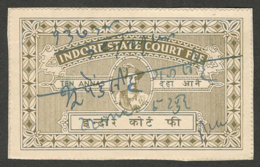 India Indore State Court Fee stamp 10a